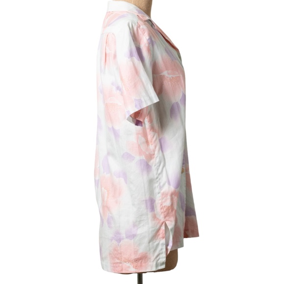 Vintage 80s Floral Print Handmade Button Up Shirt Small Watercolor Artsy Pretty - Picture 5 of 7